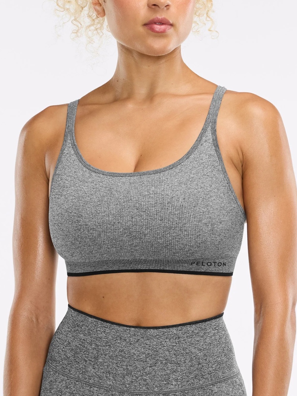 Peloton Seamless Melange Cami Bra, M/L, gray/blk